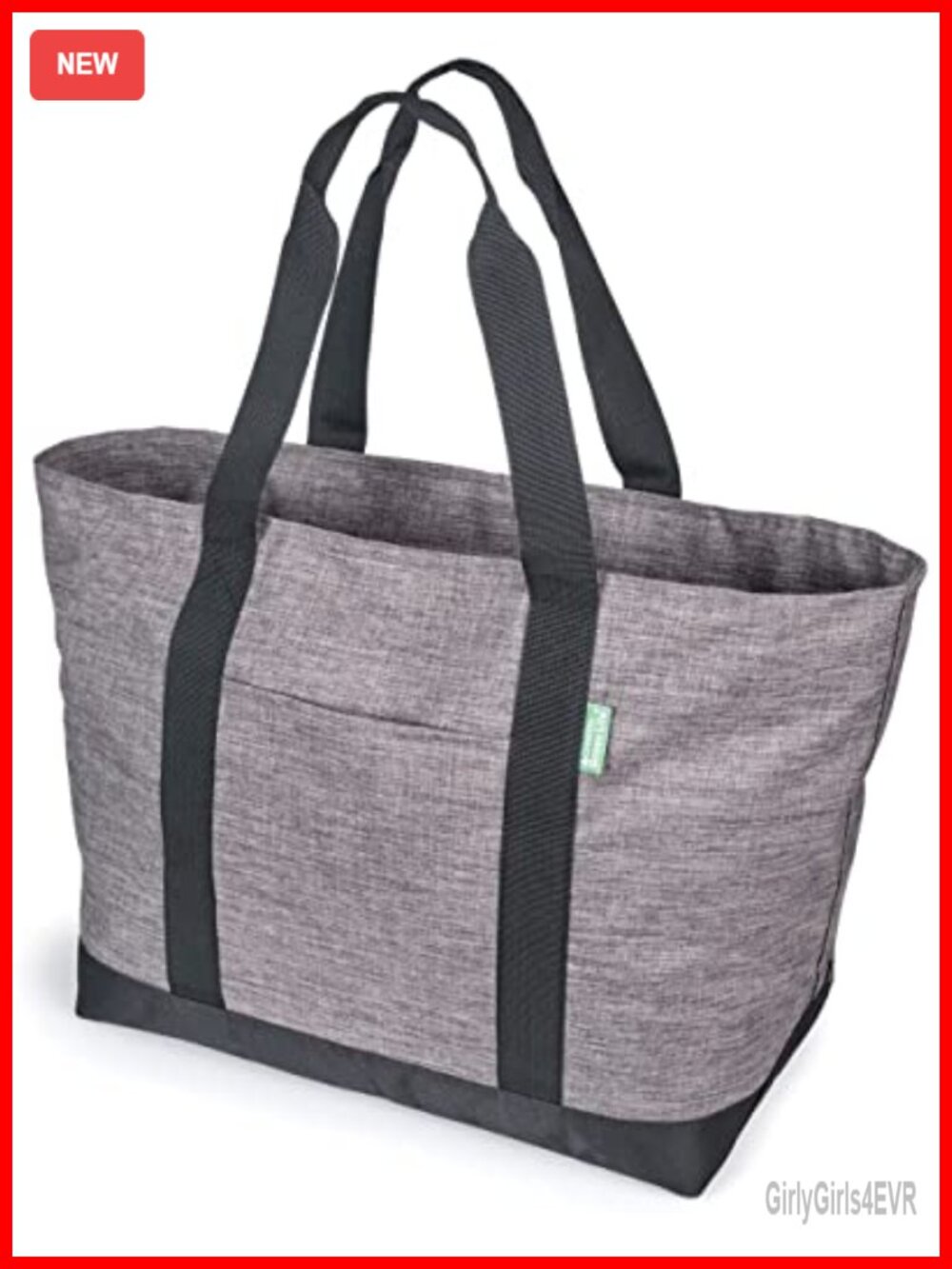 Extra Large Water Resistant Polyester Tote Bag with Zipper Closure, Machine